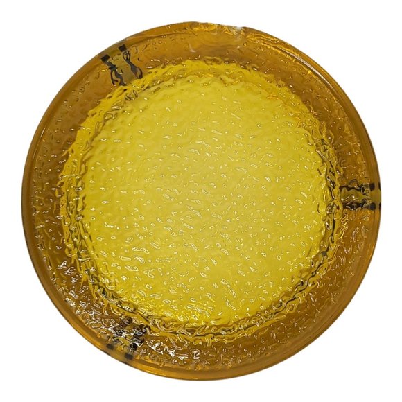 Vintage Amber Pebble Textured Bottom Glass Ashtray READ Trinket 5.5" Diameter - Picture 9 of 11